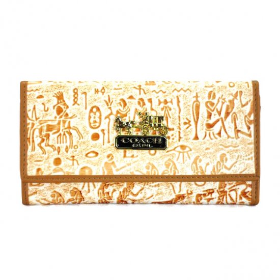 Coach Egyptian Wall Painting Large Khaki Wallets EEB | Coach Outlet Canada